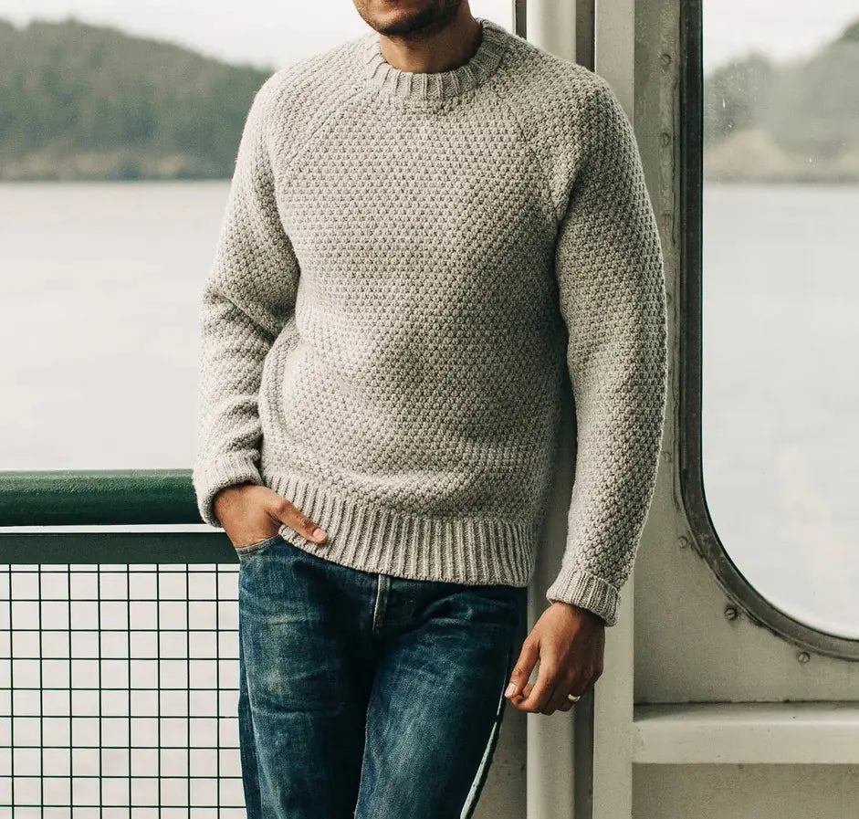 Men's Solid Color Casual Round Neck Knitted Sweater